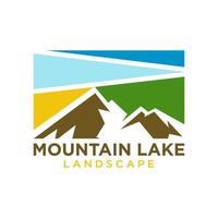 berg sjö logotyp natur landskap stock vektor