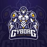 trogen cyborg robot maskot karaktär logotyp för e-sport turnering eller gaming team vektor
