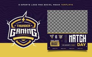 Satz von E-Sport-Gaming-Flyer-Vorlagen für Social-Media-Banner und Gaming-Turnier-Logo vektor