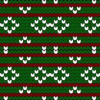sticka tyg mönster jul grön och röd design vävd vinter- vektor