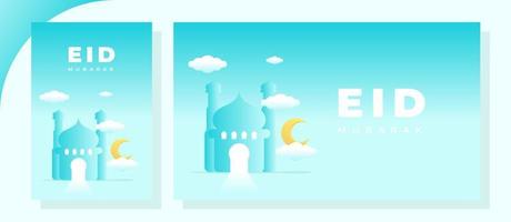 eid Mubarak oder eid al fitr Vorlage Design. heilig Tag zum Muslim und islamisch Personen. süß Stil. geeignet zum Poster, Banner, Kampagne, und Gruß Karte vektor