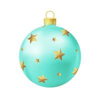 turkos jul träd boll med guld stjärna vektor