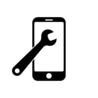 Telefon mit flachem Schraubenschlüssel-Symbol für App und Web vektor