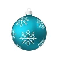 aquablaues Weihnachtsbaumspielzeug oder Ball volumetrische und realistische Farbabbildung vektor