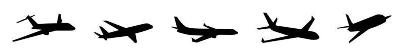 einstellen von Flugzeuge Silhouetten, Flugzeug Vektor Illustration Symbol auf Weiß Hintergrund