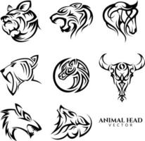 einstellen von Stammes- Tier Kopf Vektor Symbol Symbol zum Element Design auf das Weiß Hintergrund