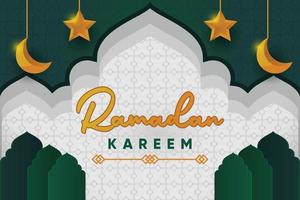 ramadan kareem moské smaragd- grön vit bakgrund vektor