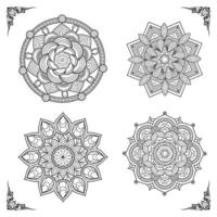 samling av svartvit etnisk mandala design. anti-stress färg sida för vuxna vektor