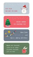 einstellen von Weihnachten Karte mit süß Symbol und kurz Zitate auf jeder Karte. geeignet zum Weihnachten Feier vektor
