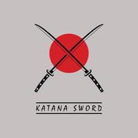 katana svärd logotyp, årgång vektor illustration, design modern japansk svärd av katana logotyp begrepp