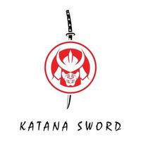 katana svärd logotyp, årgång vektor illustration, design modern japansk svärd av katana logotyp begrepp