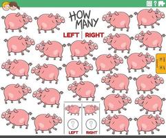 Zählen der linken und rechten Bilder von Cartoon-Schweinezuchttieren vektor