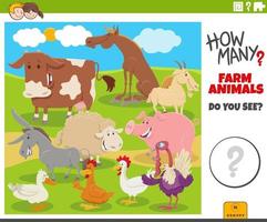 wie viele Nutztiere pädagogisches Cartoon-Spiel für Kinder vektor