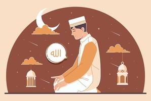 vektor muslim bön- karaktär illustrationvektor muslim bön- karaktär illustration