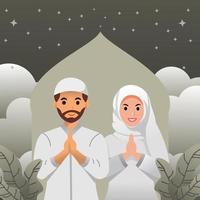 Illustration von Charakter wünsche glücklich eid ul fitr Ramadan kareem vektor