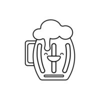 süß Bier Becher Symbol isoliert auf Weiß Hintergrund. Bier Symbol. Vektor Design Illustration. kawaii Gliederung Stil.