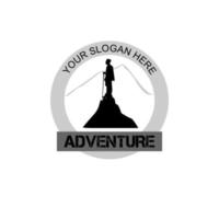 Wandern draussen Abenteuer Logo Vektor Vorlage, Symbol von ein Mann Stehen auf ein rock.für Aufkleber, Plakat, T-Shirt und damit auf