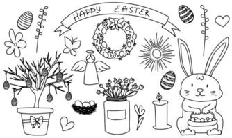 klotter uppsättning av påsk symboler. vektor illustration