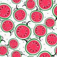 vattenmelon sömlös mönster. hand dragen vattenmelon skiva. vektor illustration.