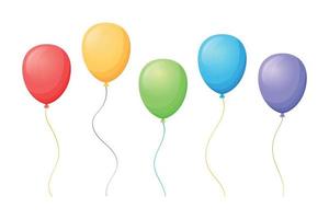 einstellen von bunt fliegend Helium Luftballons. Vektor isoliert Karikatur Illustration.