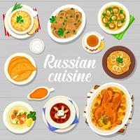 Russisch Küche Restaurant Mahlzeiten Speisekarte Startseite Seite vektor