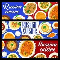 Russisch Küche Restaurant Mahlzeiten Vektor Banner