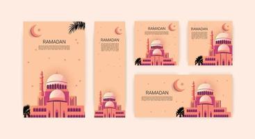 ramadan hälsning kort design fira islamic festival med glad, sentimental, och hjärtvärmande kort perfekt för delning välsignelser och kärlek med familj, vänner, och gemenskap vektor