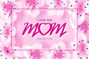 Banner glücklicher Muttertag mit rosa Blumen vektor