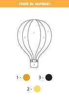 Farb-Cartoon-Luftballon nach Zahlen. Transportarbeitsblatt. vektor