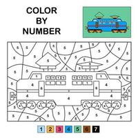 Färg i de tal på de blå tåg pedagogisk spel för barn och tonåren svart och vit illustration färg sida vektor