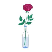 ein rot Rose im ein Flasche ist isoliert auf ein Weiß Hintergrund. Vektor Grafik.