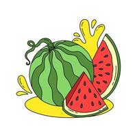 vattenmelon klotter vektor Färg illustration isolerat på vit bakgrund