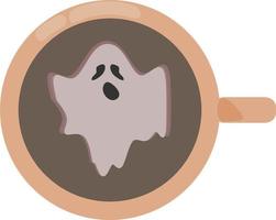 kopp av kaffe med spöke vektor. halloween illustration. fri vektor. vektor