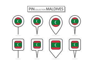 einstellen von eben Stift Malediven Flagge Symbol im vielfältig Formen eben Stift Symbol Illustration Design. vektor