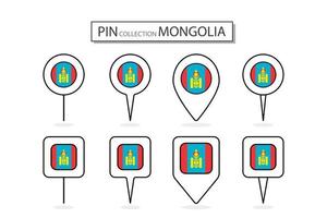 uppsättning av platt stift mongoliet flagga ikon i olika former platt stift ikon illustration design. vektor