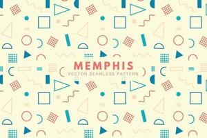 Memphis Muster. bunt Pastell- geometrisch Formen nahtlos Vektor wiederholen Muster
