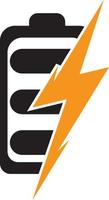 Logo-Design-Vorlage für Power-Akkus. Akku-Schnelllade-Logo-Design. Akkuleistung und Flash-Blitz-Logo-Symbol. vektor