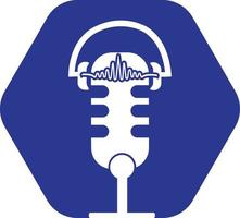 podcast hörlurar ljud Vinka logotyp design mall vektor