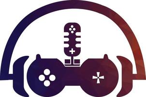 headsetet spel podcast logotyp mall design vektor