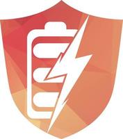 Logo-Design-Vorlage für Power-Akkus. Akku-Schnelllade-Logo-Design. Akkuleistung und Flash-Blitz-Logo-Symbol. vektor