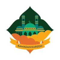 Ramadan kareem mit islamisch Illustration Ornament. Ramadan kareem Gruß Hintergrund islamisch mit Moschee vektor