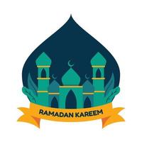 Ramadan kareem mit islamisch Illustration Ornament. Ramadan kareem Gruß Hintergrund islamisch mit Moschee vektor