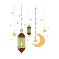 islamisch Laterne Illustration zum Ramadan kareem Elemente Dekoration. Symbole von Ramadan Mubarak, hängend Gold Laternen, Arabisch Lampen, Laternen Mond, Laterne Element, Stern, Kunst, Vektor und Illustration