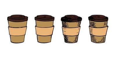 söt kopp av te eller kaffe illustration. enkel kopp ClipArt. mysigt Hem klotter uppsättning vektor