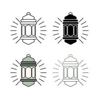 uppsättning av islamic tema lyktor, med linje mönster, silhuetter och attraktiv färger. vektor illustration av islamic Semester, kan vara Begagnade för webb ikon.