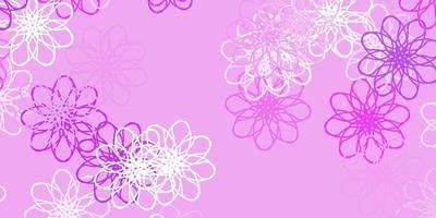 ljus lila vektor doodle mönster med blommor.
