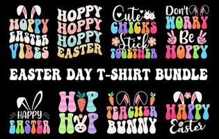 Ostern t Hemd Design bündeln, Hase Ostern t Hemd Satz, glücklich Ostern Tag t Hemd bündeln, glücklich Ostern t Hemd Design Satz, bunt Ostern t Hemd bündeln vektor