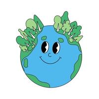 Erde Globus mit Wald Bäume Charakter Vektor Illustration
