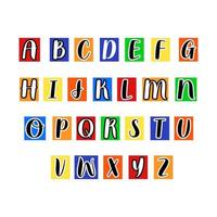 anonym färgrik y2k alfabet ABC brev. tidskrift skära ut brev. vektor