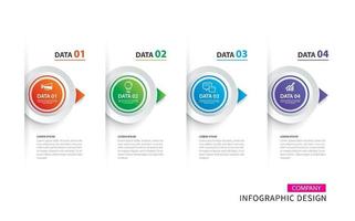 Infografiken Timeline Kreis Papier mit 4 Datenvorlagensatz vektor